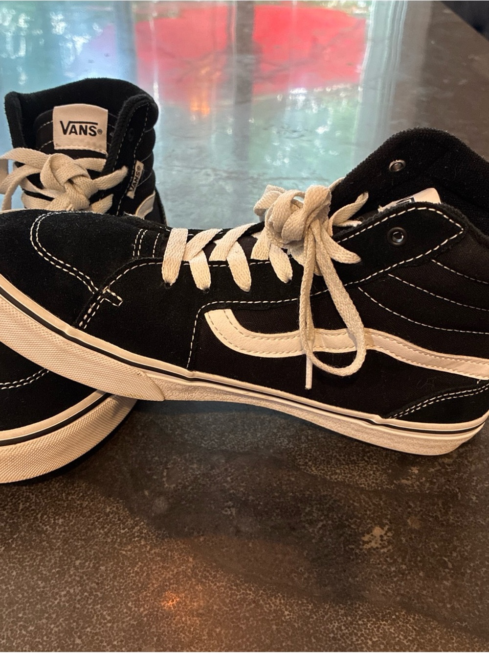 Vans Kids Black and White High-Top Sneakers
